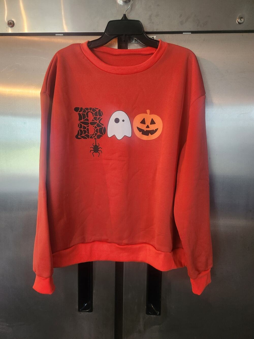 Orange Boo Halloween Graphic Crewneck Sweatshirt Size XL